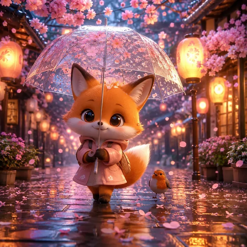 Whimsical Rainy Kawaii Worlds