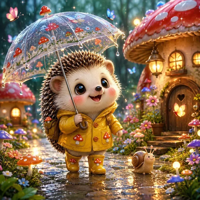 Whimsical Rainy Kawaii Worlds