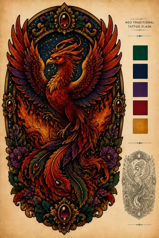 Neo Traditional Tattoo Flashes