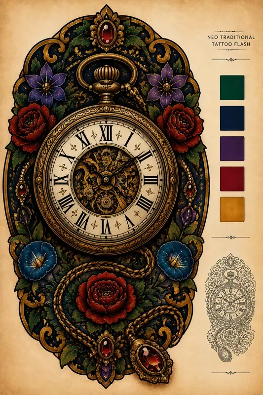 Neo Traditional Tattoo Flashes