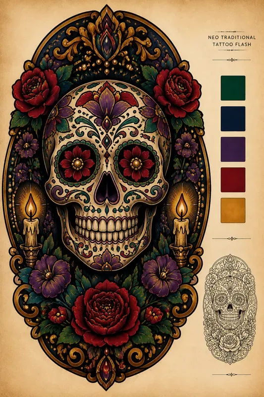 Neo Traditional Tattoo Flashes