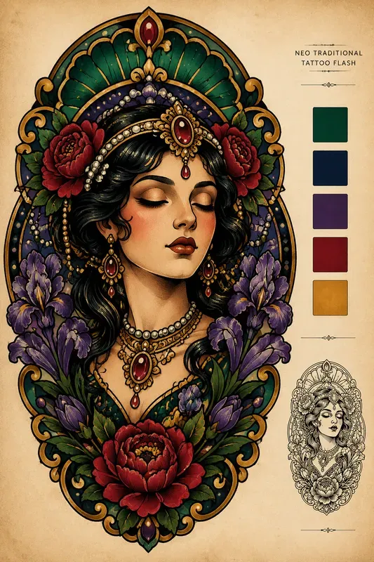 Neo Traditional Tattoo Flashes