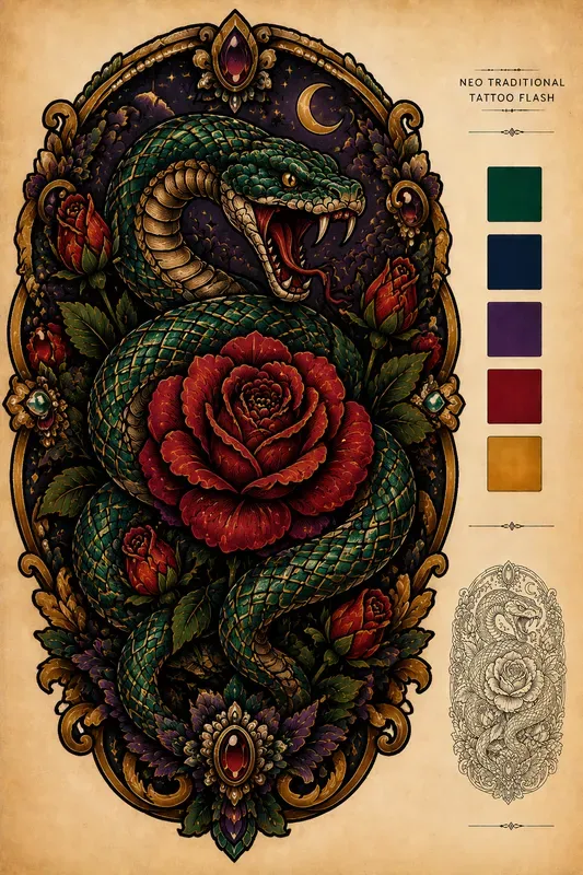 Neo Traditional Tattoo Flashes
