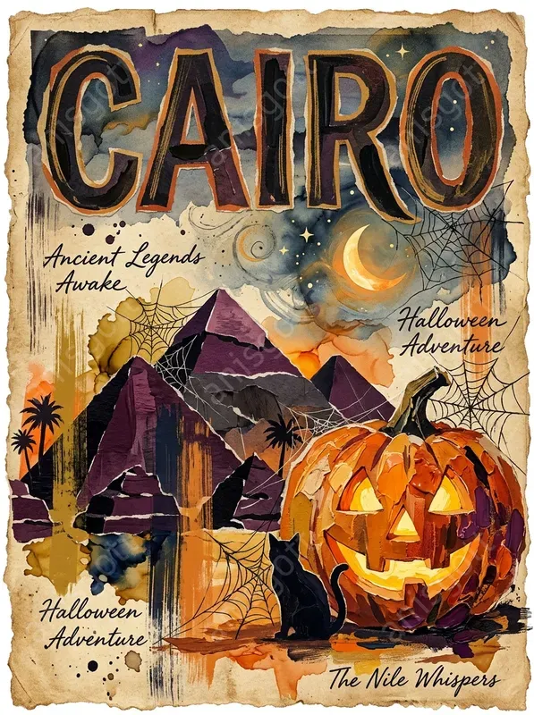 Halloween Collage Travel Poster Wall Art
