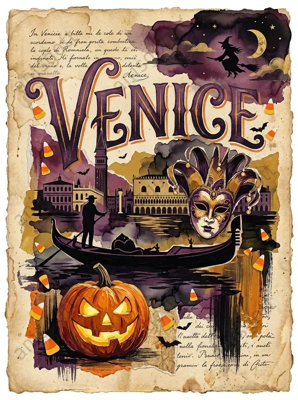 Halloween Collage Travel Poster Wall Art