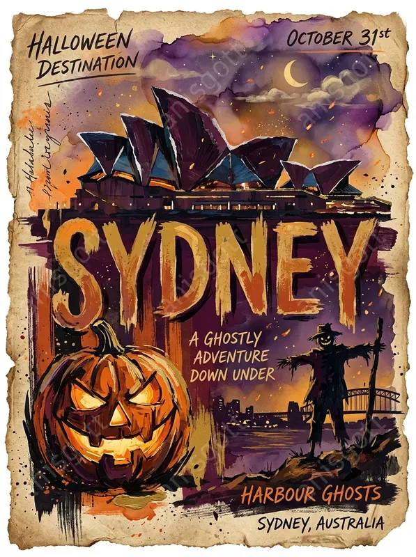 Halloween Collage Travel Poster Wall Art