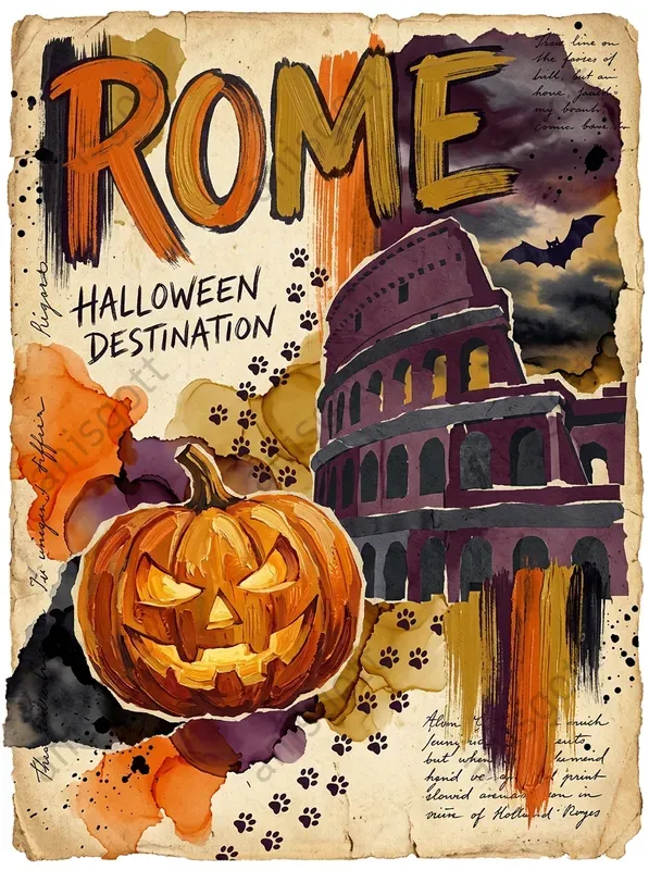 Halloween Collage Travel Poster Wall Art