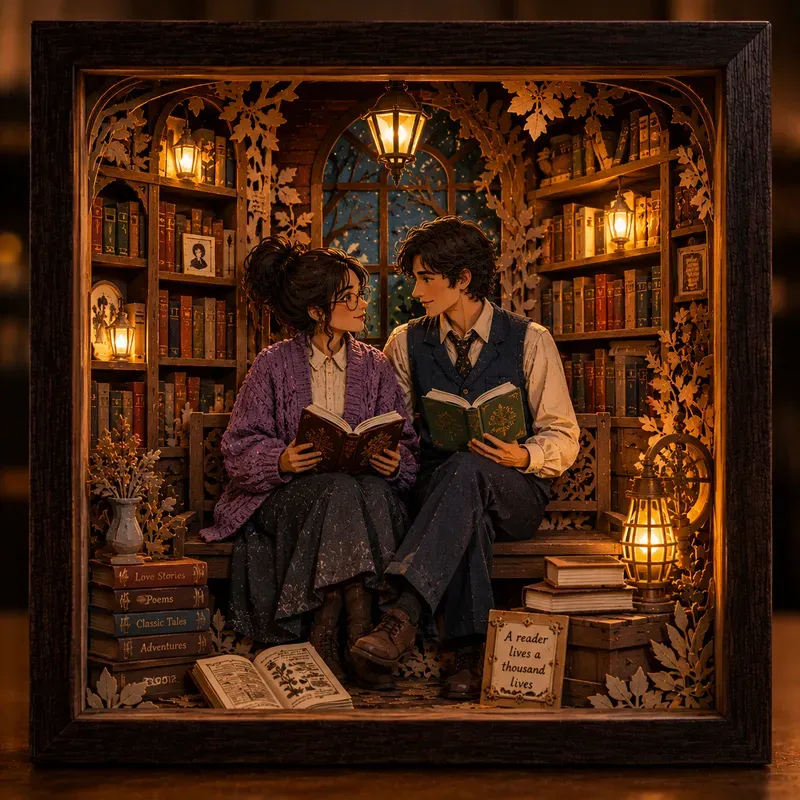 Aesthetic Couple Diorama Lightbox Art