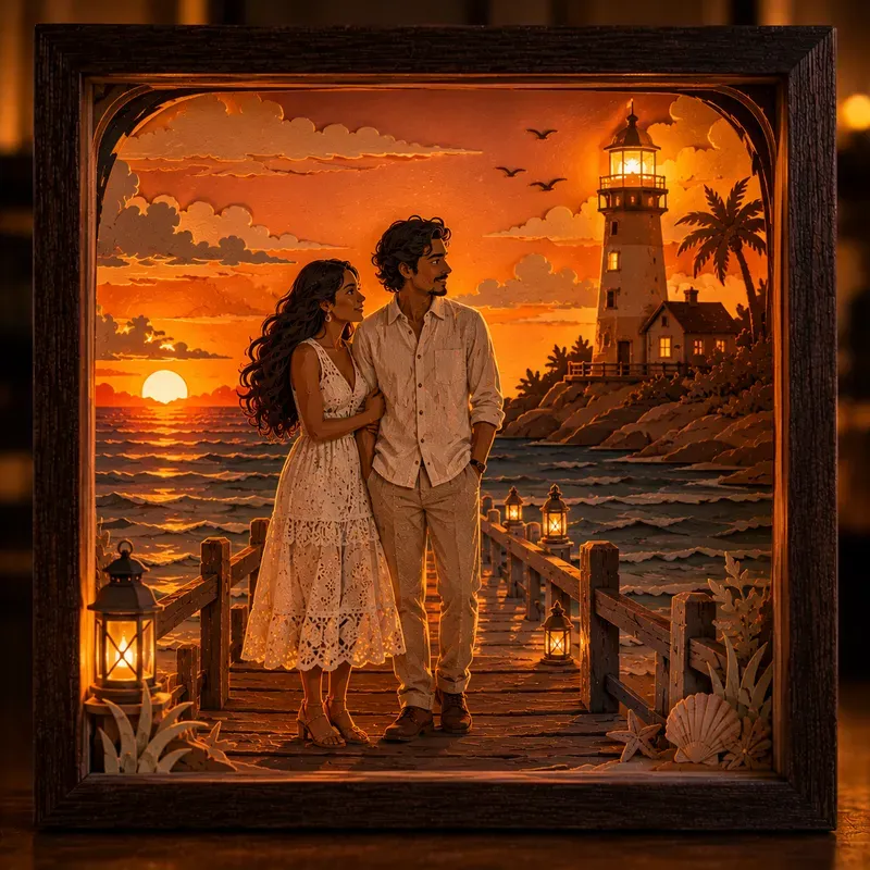 Aesthetic Couple Diorama Lightbox Art