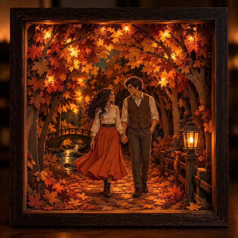 Aesthetic Couple Diorama Lightbox Art
