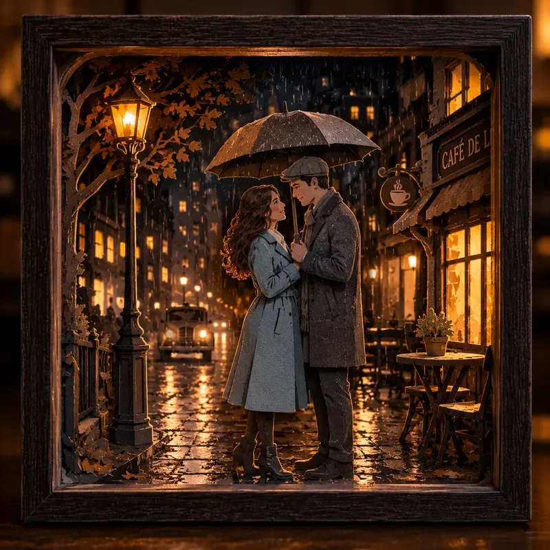 Aesthetic Couple Diorama Lightbox Art