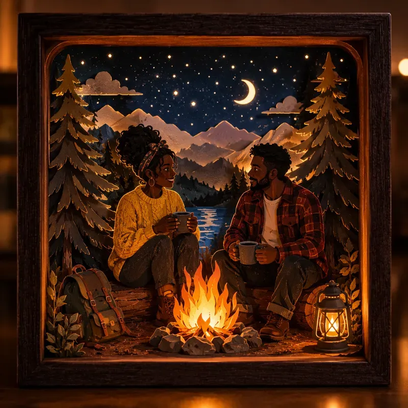 Aesthetic Couple Diorama Lightbox Art