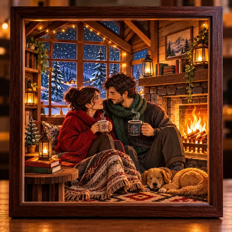 Aesthetic Couple Diorama Lightbox Art