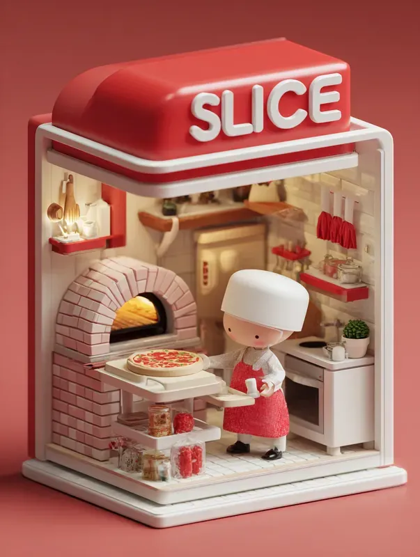 3D Isometric Toy Box Kitchen Dioramas