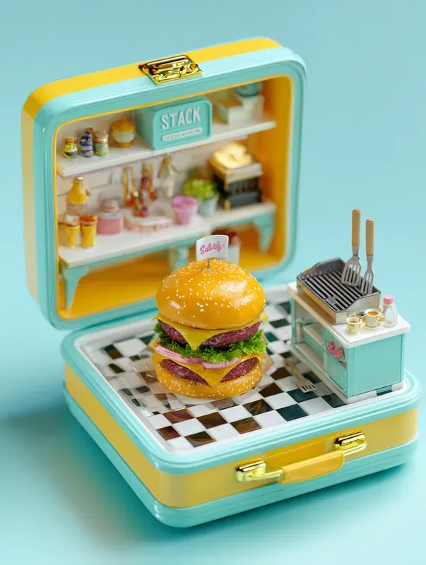 3D Isometric Toy Box Kitchen Dioramas