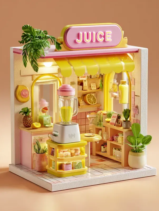 3D Isometric Toy Box Kitchen Dioramas