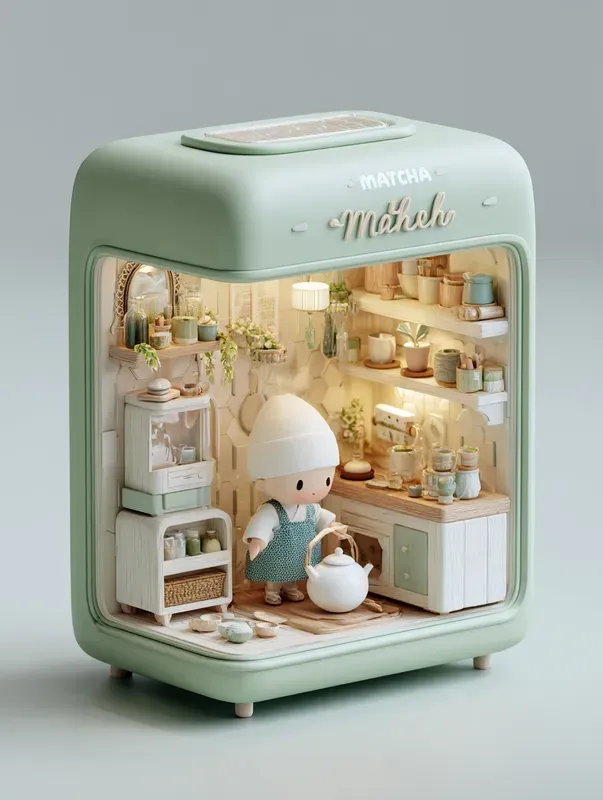 3D Isometric Toy Box Kitchen Dioramas