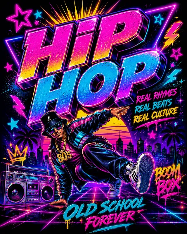 80s Neon Tshirt Poster Sticker Designers