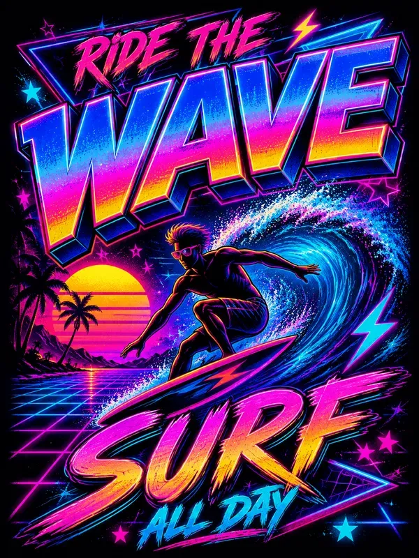 80s Neon Tshirt Poster Sticker Designers