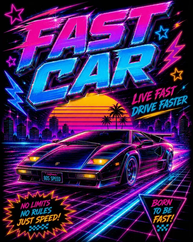 80s Neon Tshirt Poster Sticker Designers