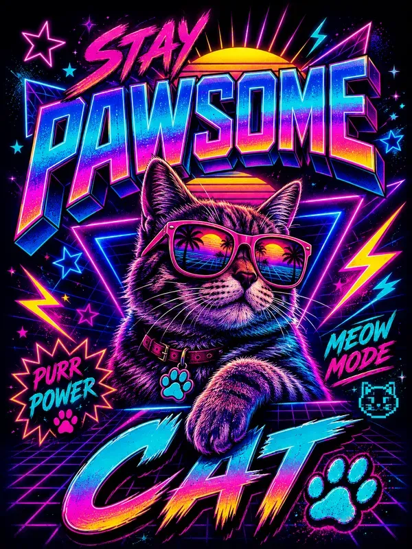 80s Neon Tshirt Poster Sticker Designers