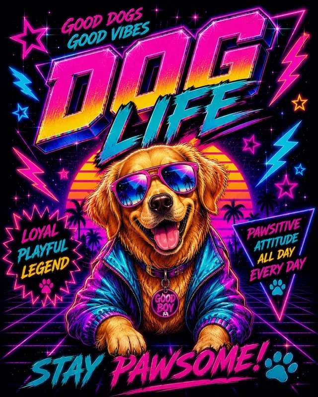 80s Neon Tshirt Poster Sticker Designers
