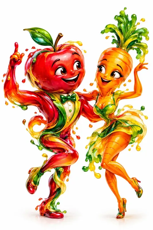 Abstract Dancing Mascot Couples