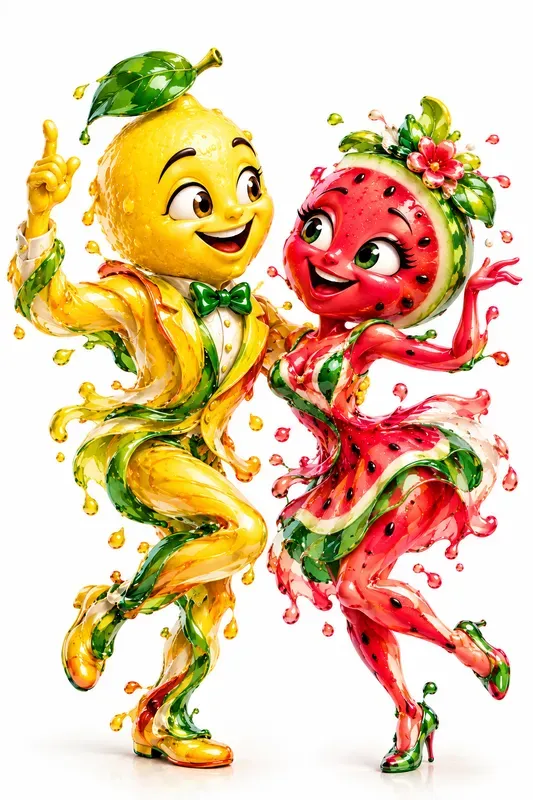 Abstract Dancing Mascot Couples