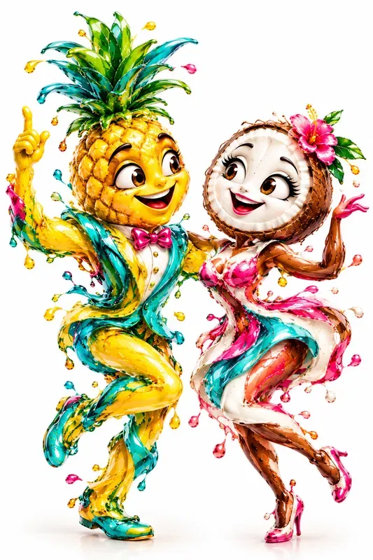Abstract Dancing Mascot Couples