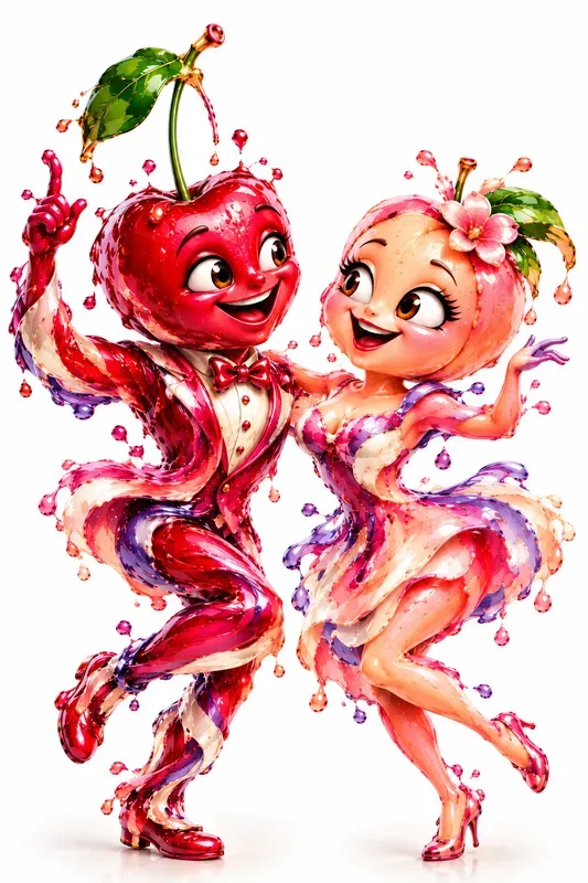 Abstract Dancing Mascot Couples