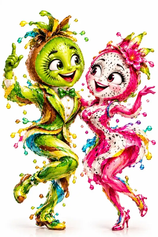 Abstract Dancing Mascot Couples