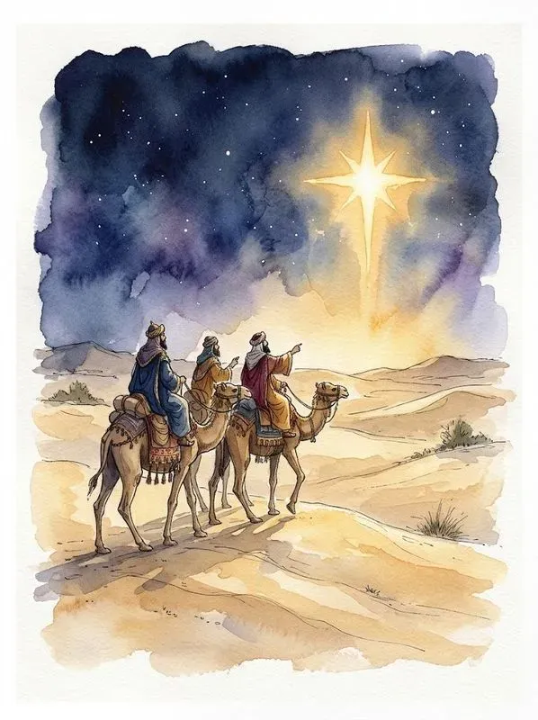 Watercolor Nativity Scene Art Prints