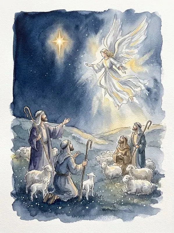 Watercolor Nativity Scene Art Prints