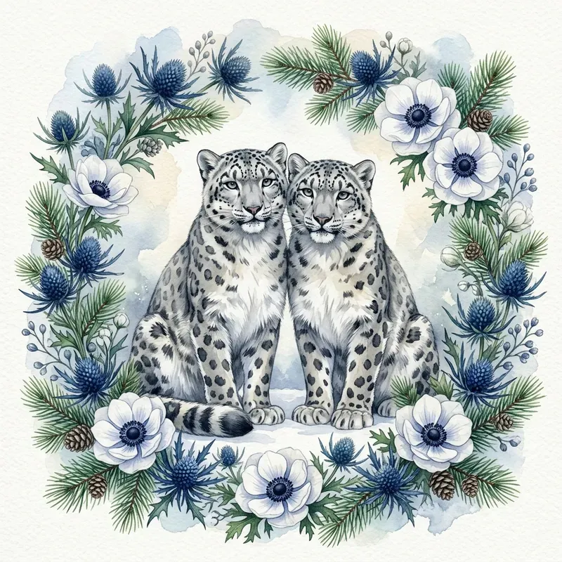 Elegant Botanical Wedding Avatar Art