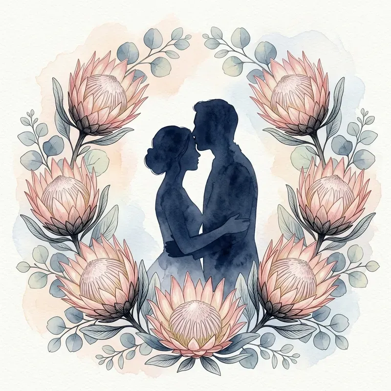 Elegant Botanical Wedding Avatar Art