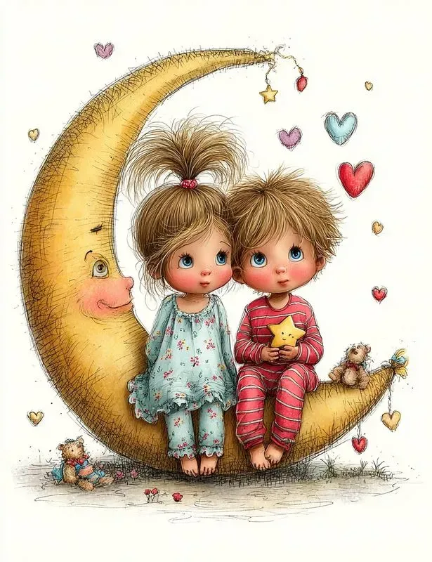 Whimsical Valentine Couple Clipart