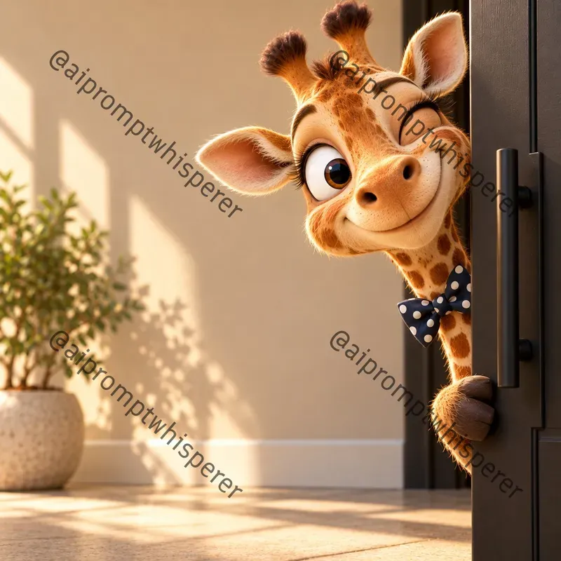 Cartoon Animals Peeking Around Doors