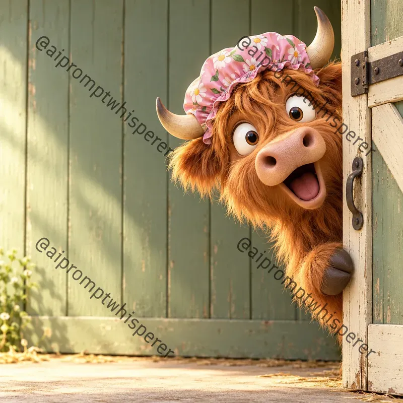 Cartoon Animals Peeking Around Doors