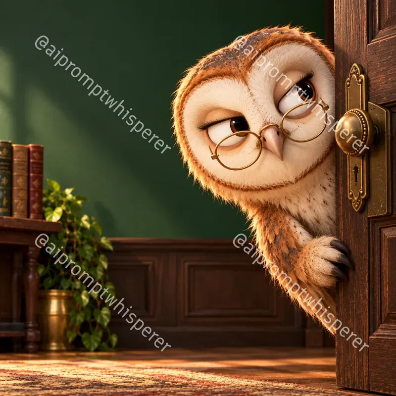 Cartoon Animals Peeking Around Doors