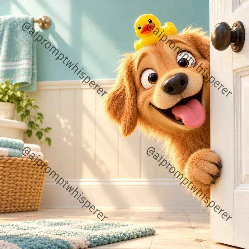 Cartoon Animals Peeking Around Doors