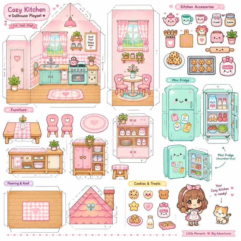 Cute Doll House Printable Playsets