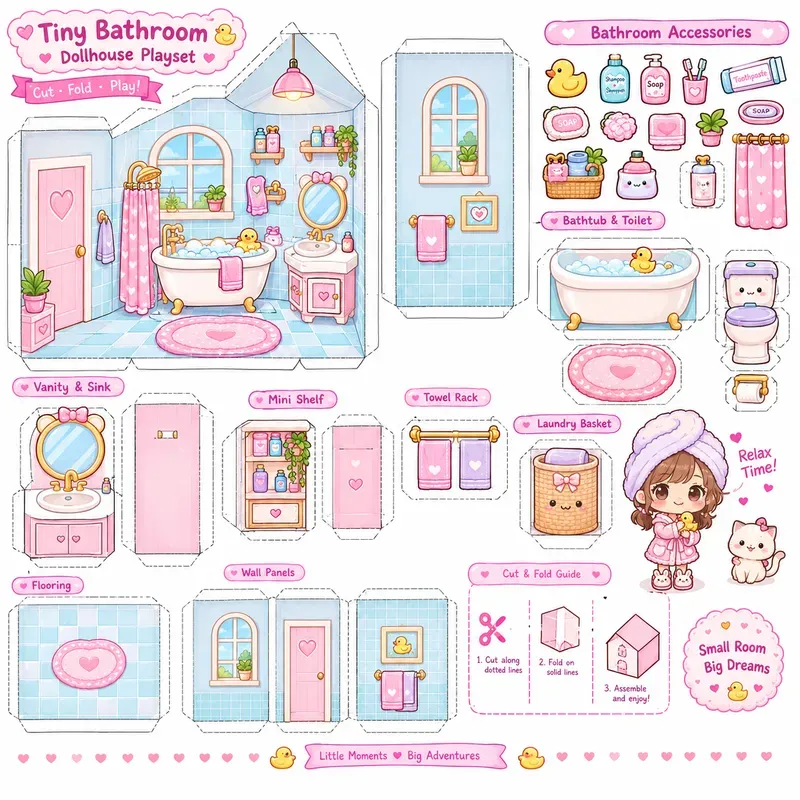 Cute Doll House Printable Playsets