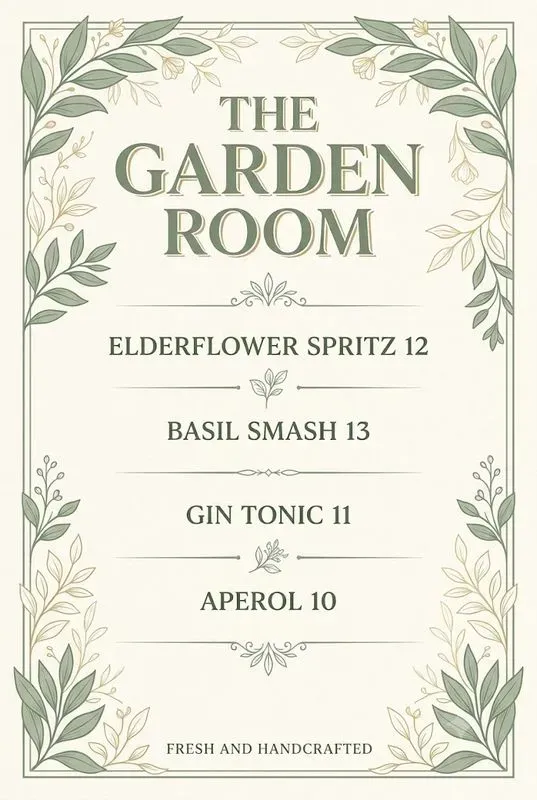 Cocktail Menu Card Studios