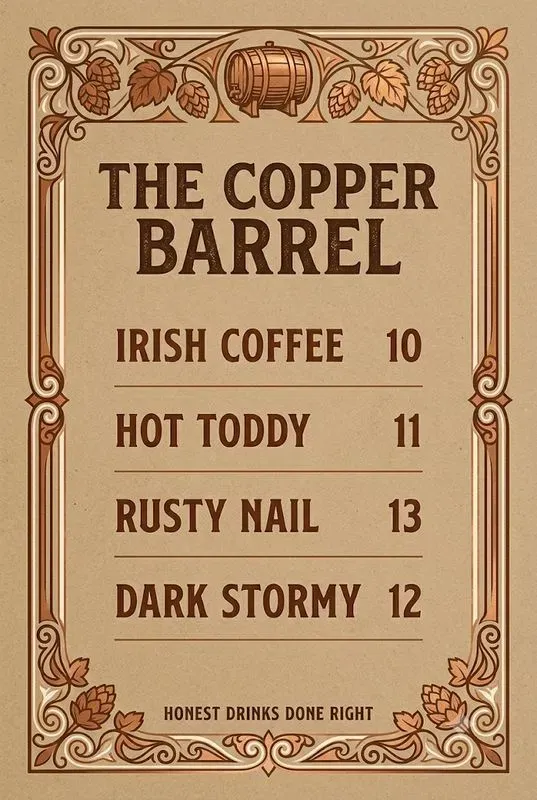 Cocktail Menu Card Studios