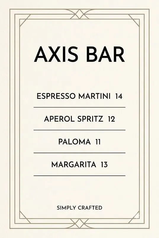 Cocktail Menu Card Studios