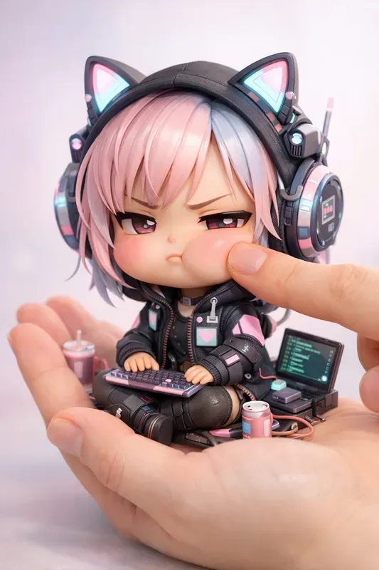 Annoyed 3D Chibis On Human Palms
