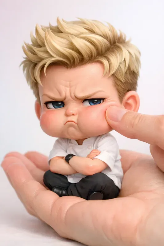Annoyed 3D Chibis On Human Palms