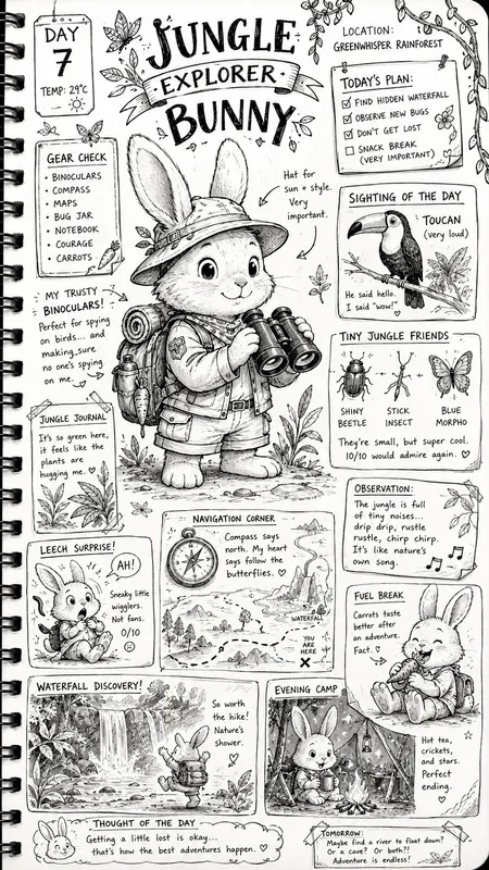Whimsical Illustrated Diary Pages