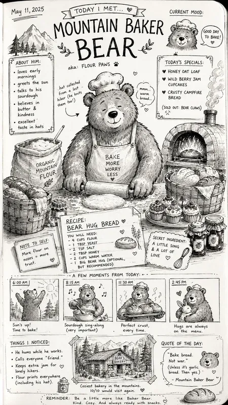 Whimsical Illustrated Diary Pages