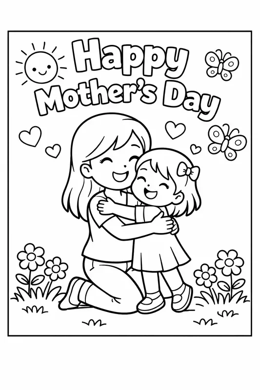 Cute Mothers Day Coloring Pages